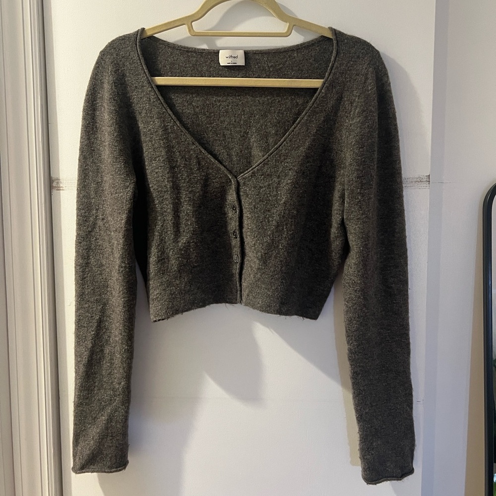 Charcoal Gray Button-Up Cardigan